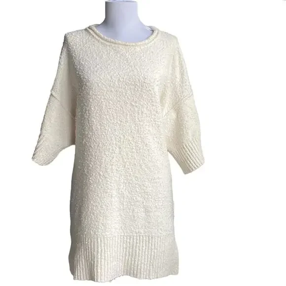 FREE‎ PEOPLE Boucle Knit Long Sweater Tunic Top Dress SZ XS Oversized Loose Boho - Picture 3 of 8